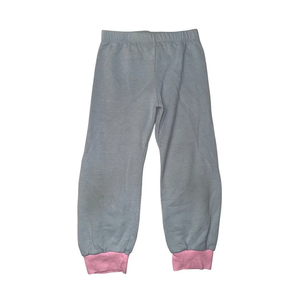 Vintage Stone Apparel Girls Pink Grey Kitten Ruffle Sweat‎ Suit Set Size 5-6 USA